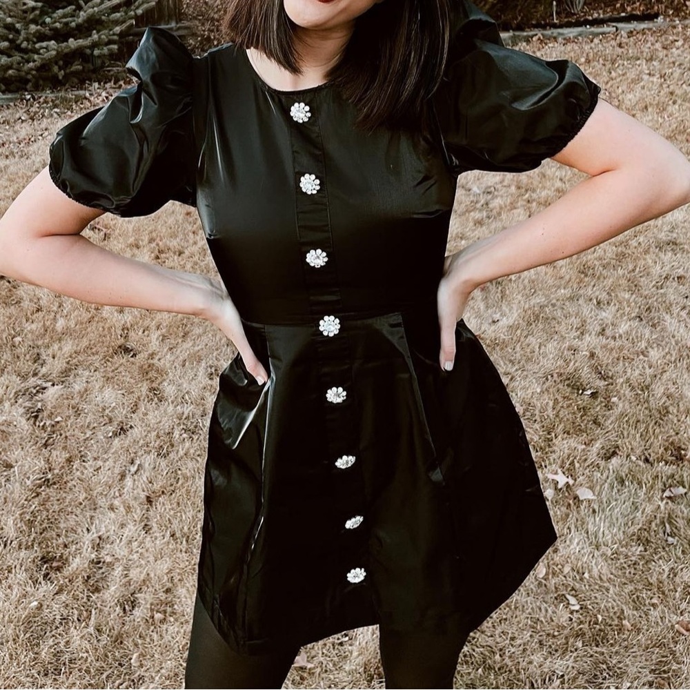 DANIELLE BERNSTEIN Black Mini Dress with White Accents